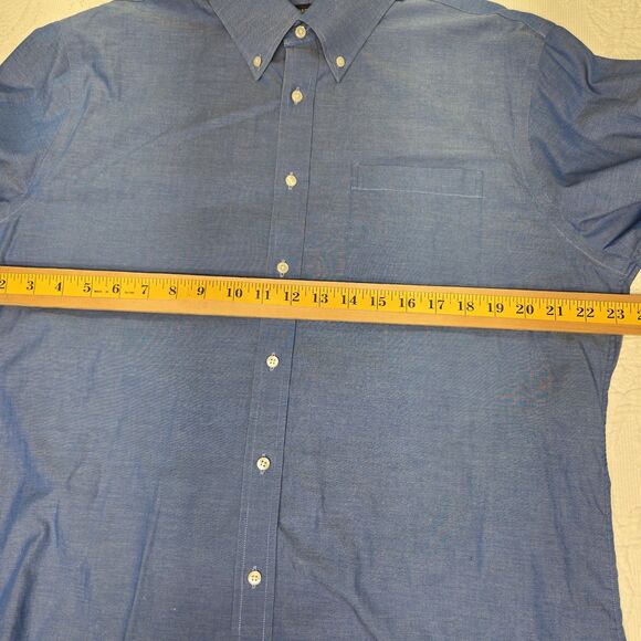 Nordstrom Blue Traditional Fit Collared Shirt Mens Shop 16 33 Non Iron - Picture 7 of 8